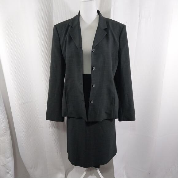 VANETTI WOMEN! CHARCOAL GRAY VERY FINE GRAY ON GRAY PLAID 2 PC SUIT SET! SZ 16 - Picture 3 of 13